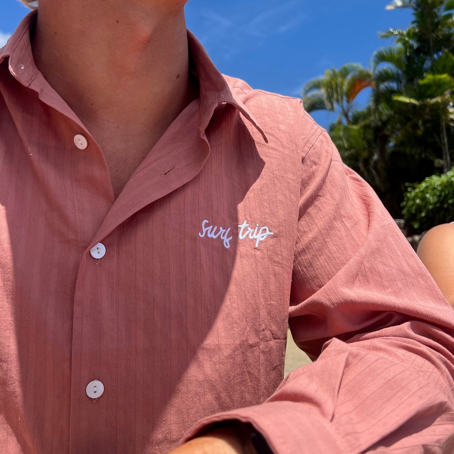 Long Sleeve Button Up Salmon