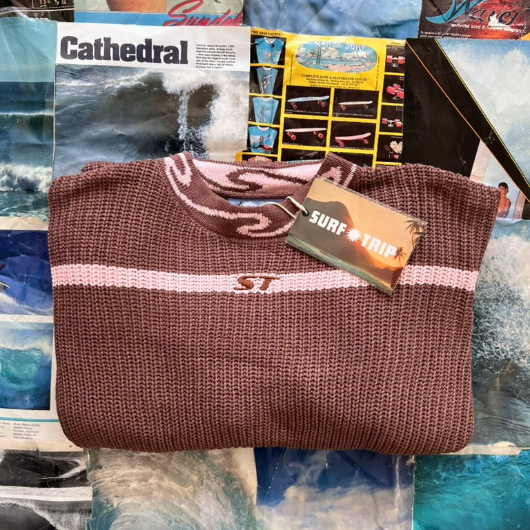 Knit Sweater Brown & Pink