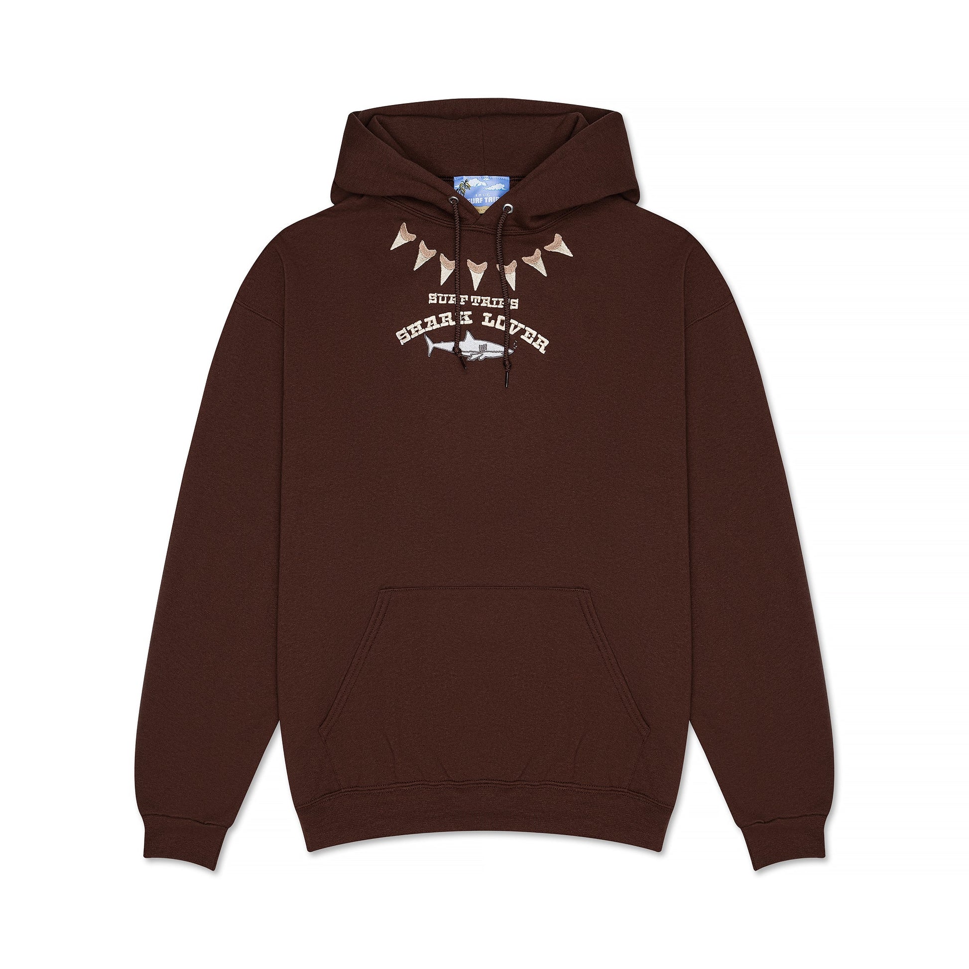 Shark Embroidered Hoodie Brown - Surf Trip Supply