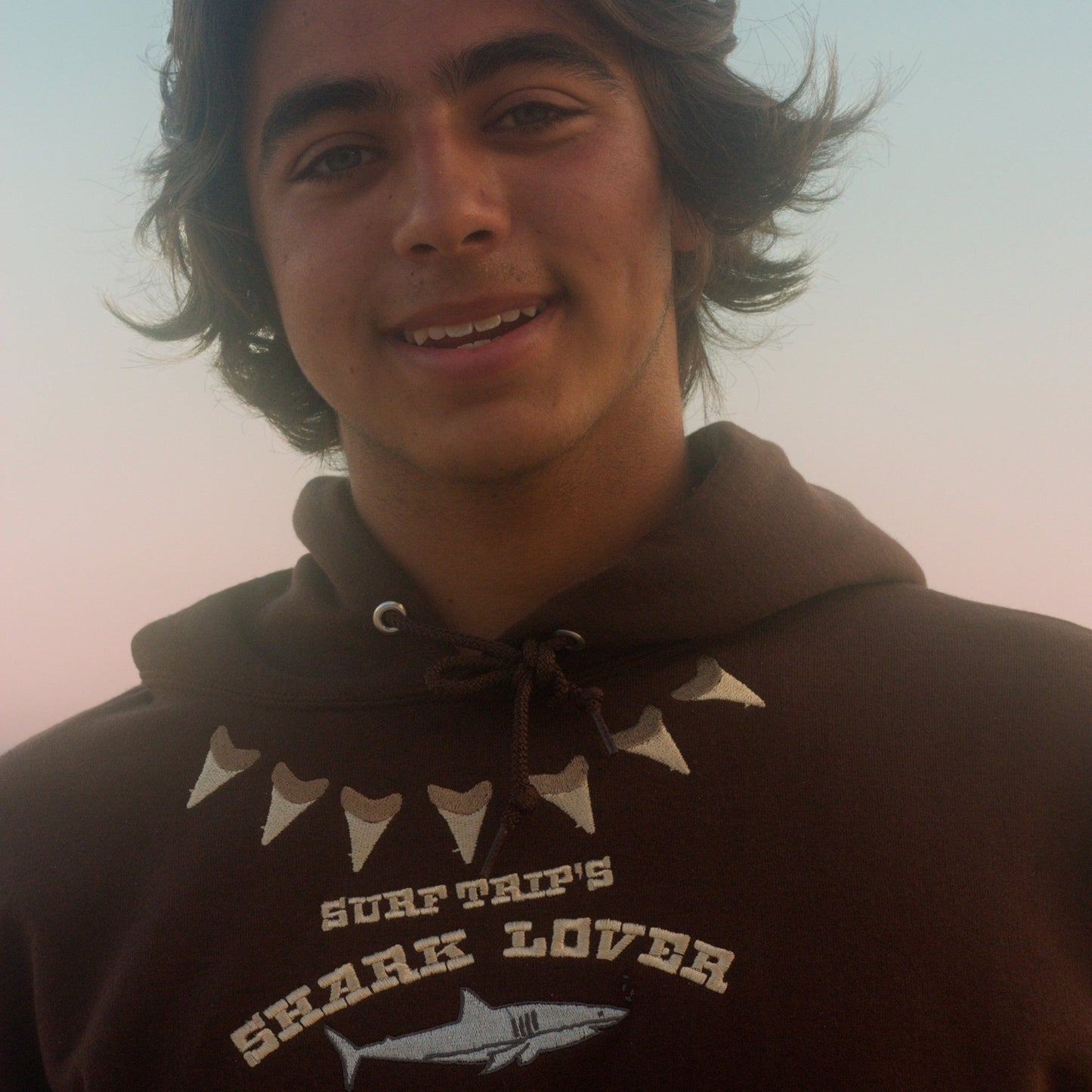 Shark Embroidered Hoodie - Surf Trip Supply