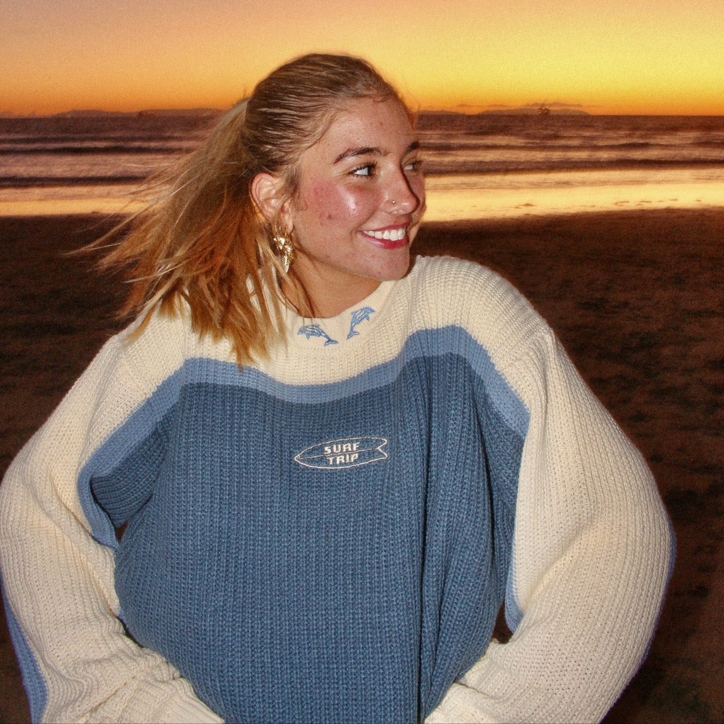 Dolphin Knit Sweater Blue