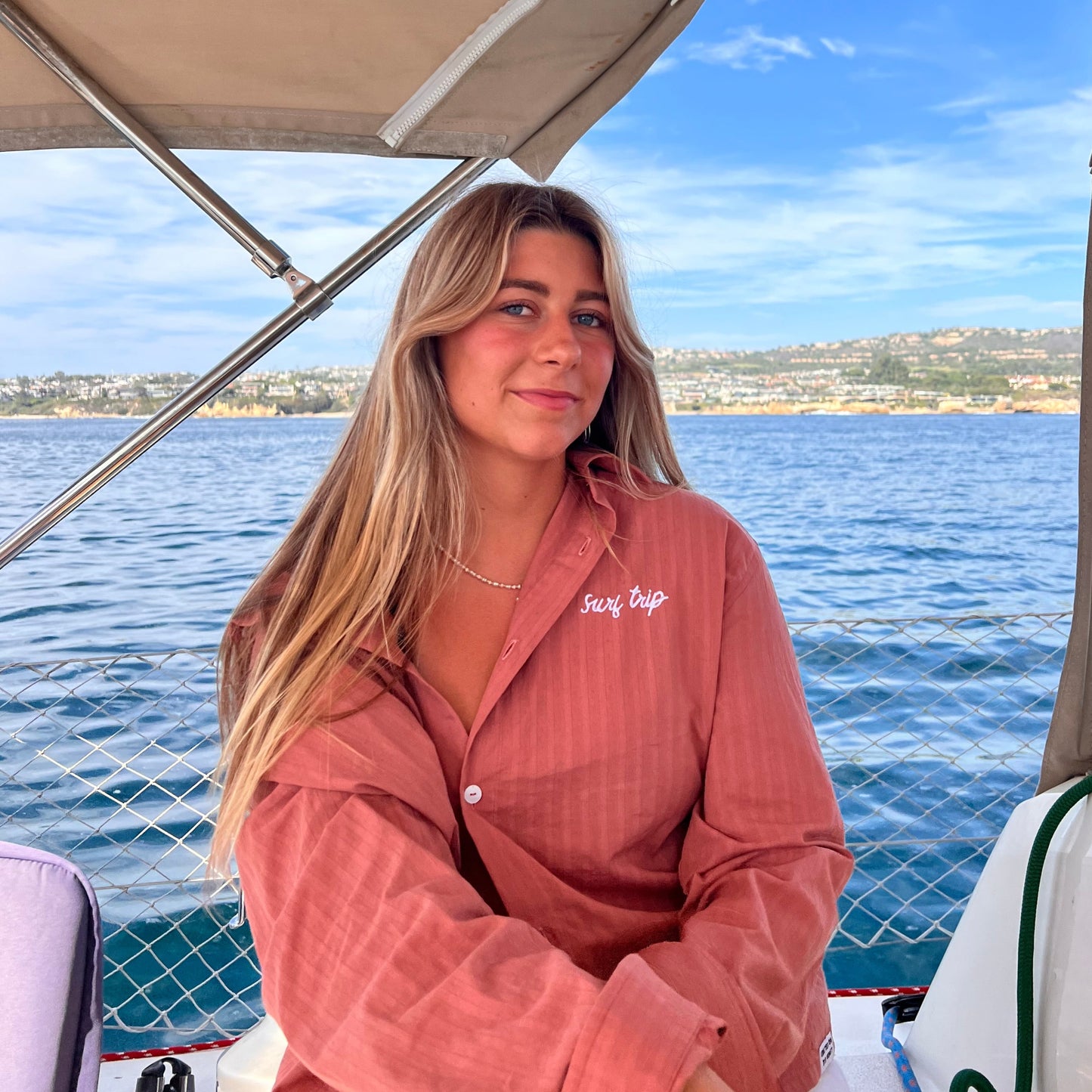 Long Sleeve Button Up Salmon