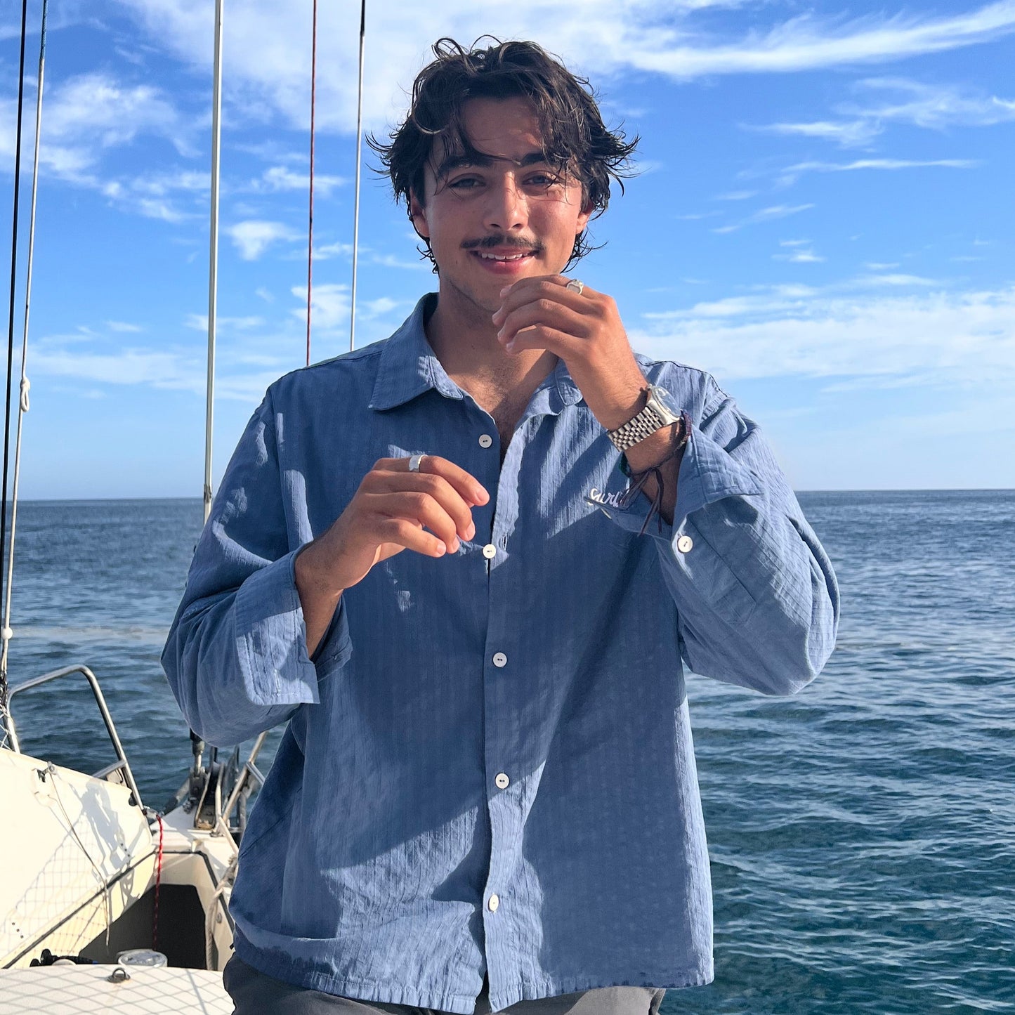 Long Sleeve Button Up Blue