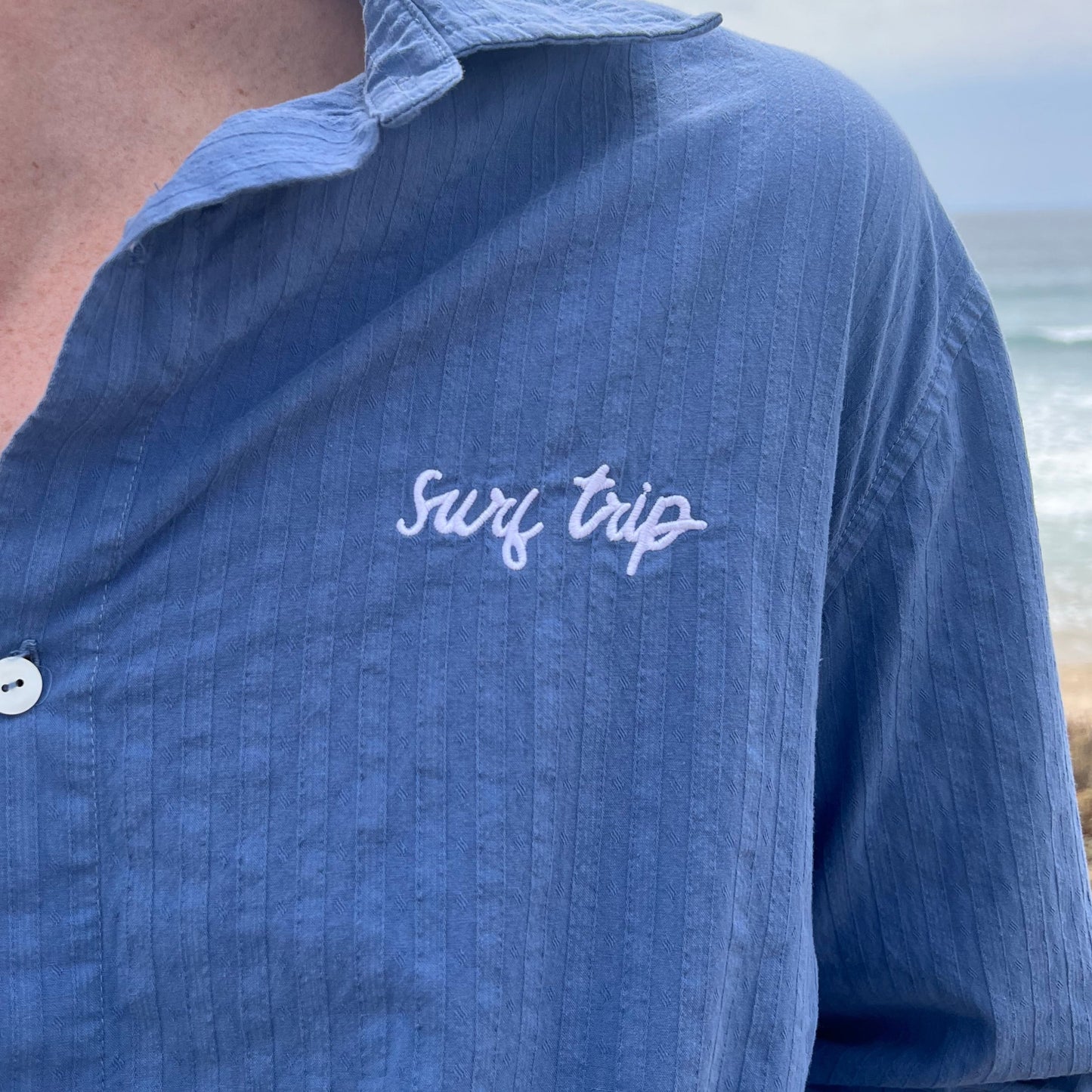 Long Sleeve Button Up Blue