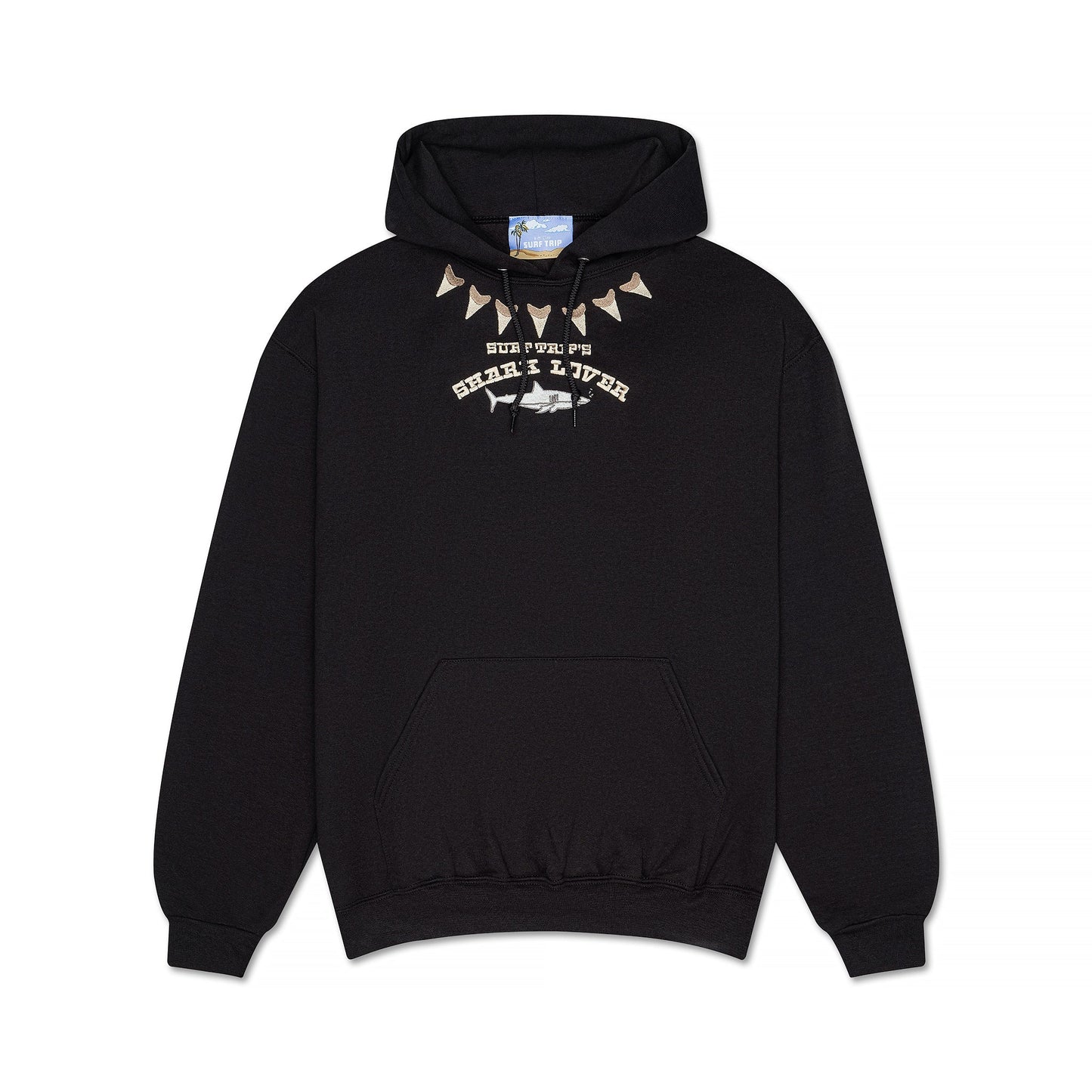 Shark Embroidered Hoodie Black - Surf Trip Supply