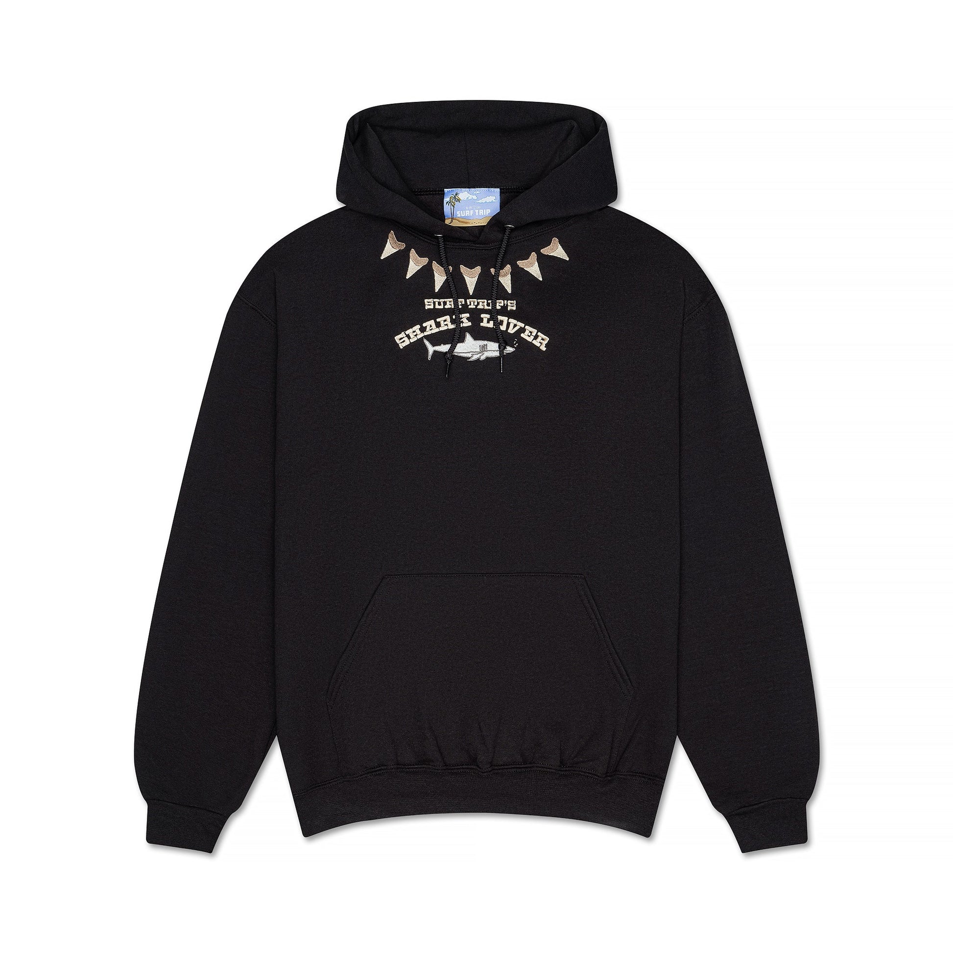 Shark Embroidered Hoodie Black - Surf Trip Supply