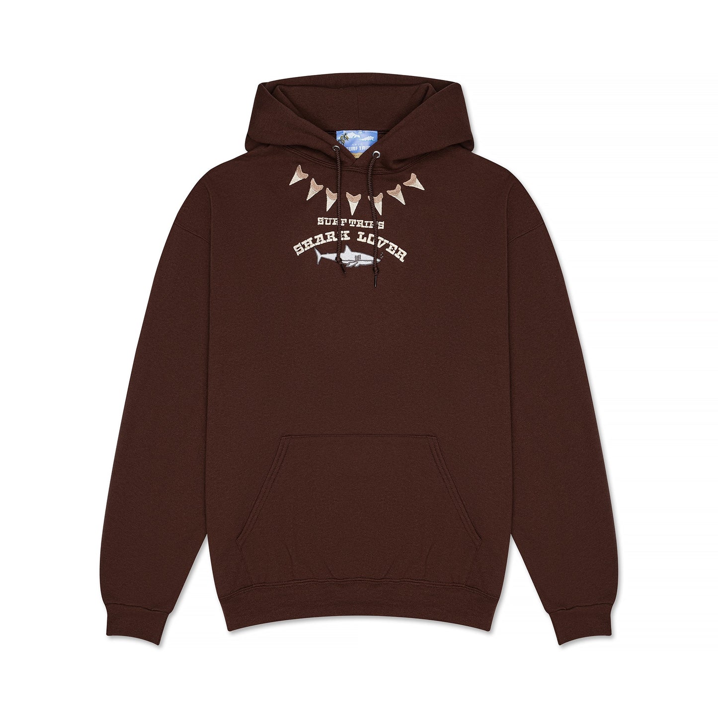 Shark Embroidered Hoodie Brown - Surf Trip Supply