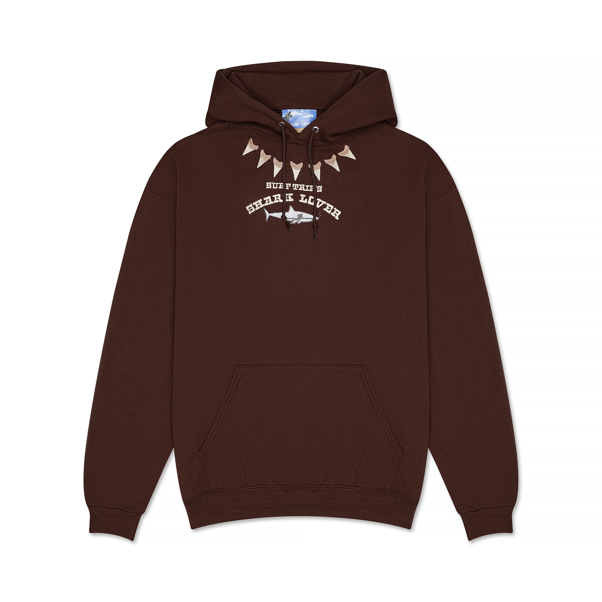 Shark Embroidered Hoodie Brown - Surf Trip Supply
