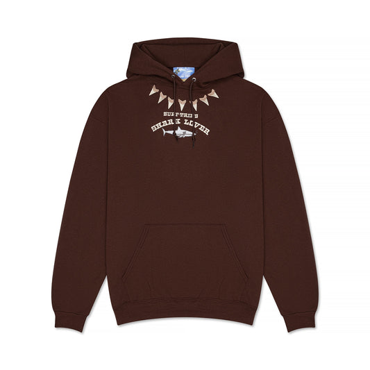 Shark Embroidered Hoodie Brown - Surf Trip Supply