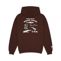 Shark Embroidered Hoodie Brown